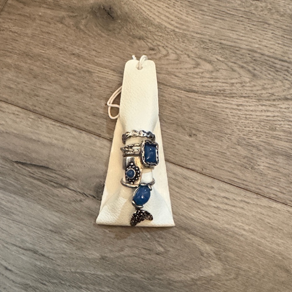 Free People Silver and Blue Ring Set